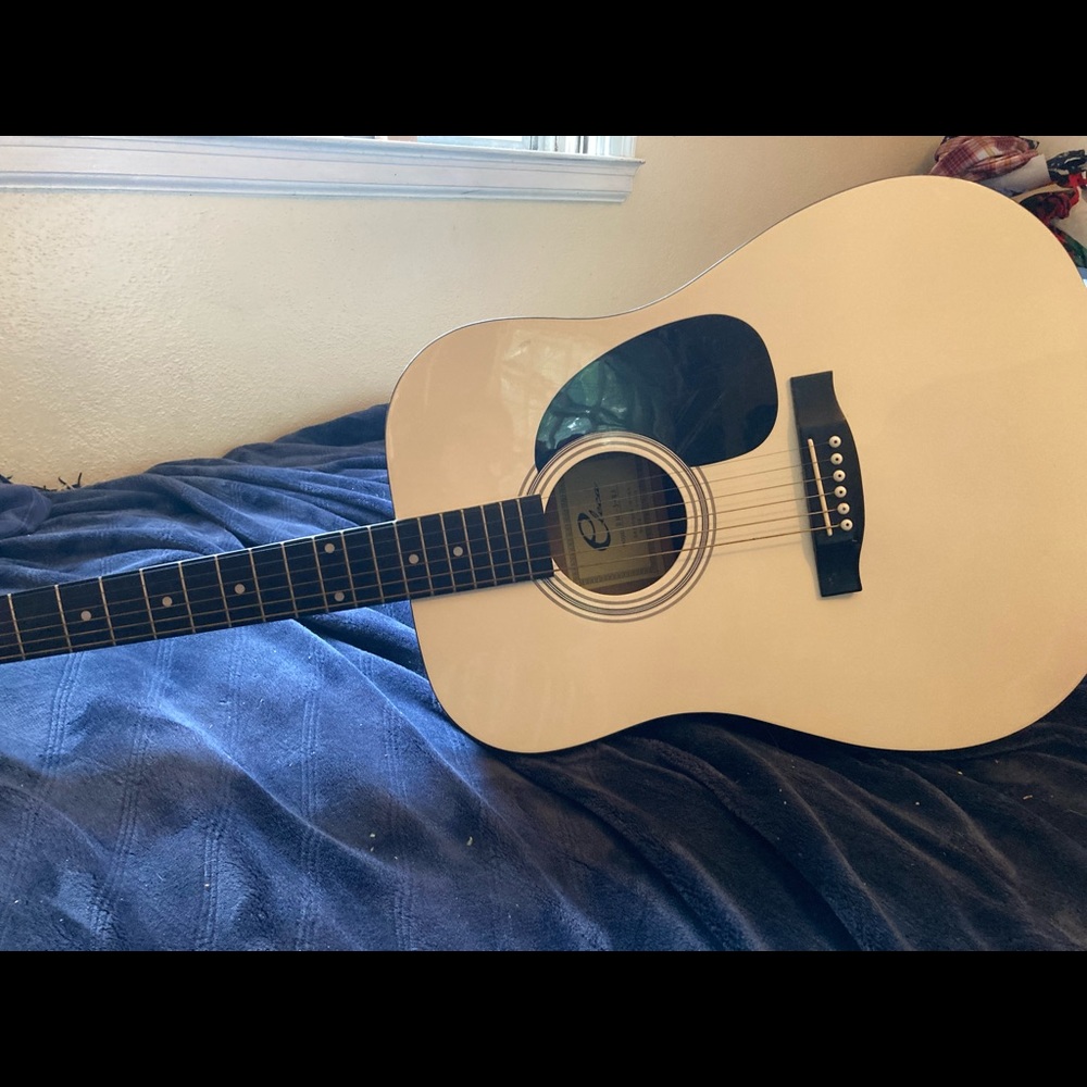 White Eleca Acoustic Guitar-decent condition